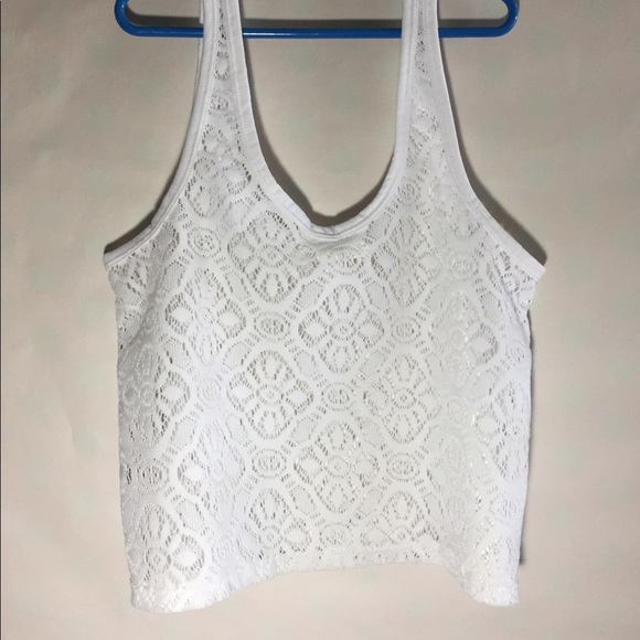 Aeropostale Tops - AEROPOSTALE | MESH WHITE FLOWER TOP